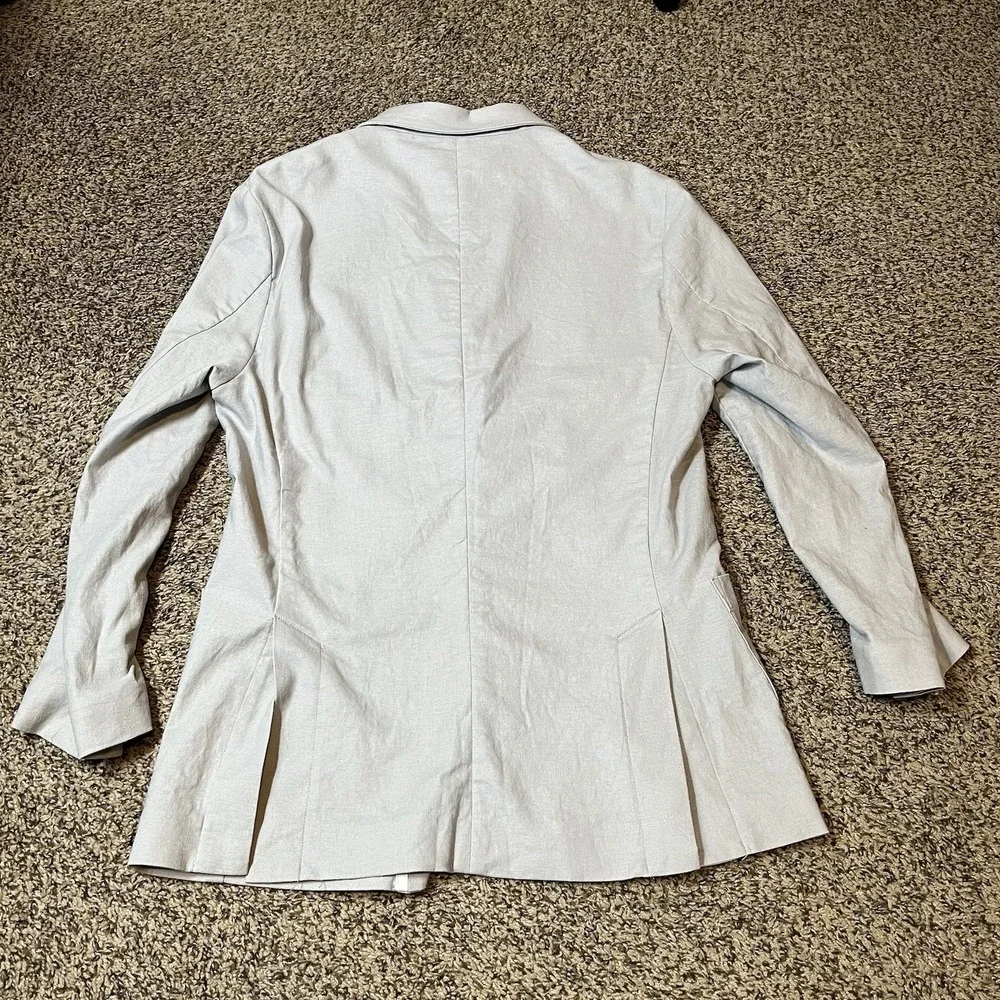 State & Liberty Unstructured Linen Blazer Jacket Light Grey Mens 38 Athletic Fit